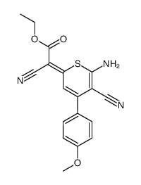 [6-Amino-5-cyano-4-(4-methoxy-phenyl)-thiopyran-(2E)-ylidene]-cyano-acetic acid ethyl ester Structure