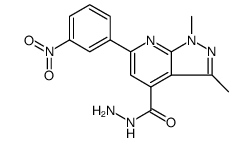 1H-Pyrazolo[3,4-b]pyridine-4-carboxylic acid, 1,3-dimethyl-6-(3-nitrophenyl)-, hydrazide结构式