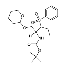 tert-butyl ((2S)-3-(phenylsulfonyl)-1-((tetrahydro-2H-pyran-2-yl)oxy)pentan-2-yl)carbamate结构式