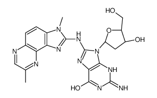 N2-(Deoxyguanosin-8-yl)-2-amino-3,8-dimethylimidazo[4,5-f]quinoxaline Structure