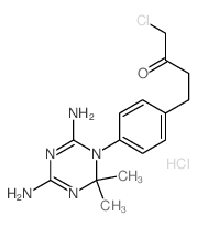 2-Butanone,1-chloro-4-[4-(4,6-diamino-2,2-dimethyl-1,3,5-triazin-1(2H)-yl)phenyl]-,hydrochloride (1:1) structure