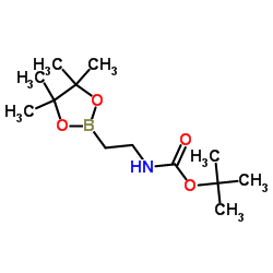 (2-(4,4,5,5-四甲基-1,3,2-二氧硼戊环-2-基)乙基)氨基甲酸叔丁酯结构式