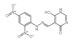 5-Pyrimidinecarboxaldehyde,1,6-dihydro-4-hydroxy-6-oxo-, 5-[2-(2,4-dinitrophenyl)hydrazone] structure