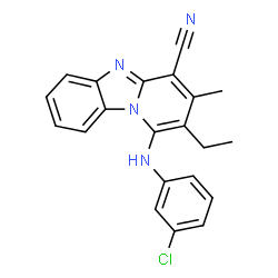 1-(3-chloroanilino)-2-ethyl-3-methylpyrido[1,2-a]benzimidazole-4-carbonitrile结构式