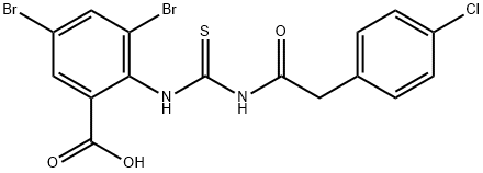 3,5-dibromo-2-[[[[(4-chlorophenyl)acetyl]amino]thioxomethyl]amino]-benzoic acid Structure