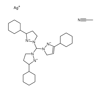 silver,acetonitrile,2-[bis(3-cyclohexylpyrazolidin-2-id-1-yl)methyl]-5-cyclohexyl-3H-pyrazol-1-ide Structure