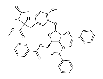 carboxymethyl-1 N-acetyl-2 [hydroxy-4 (tri-O-benzoyl-2',3',5' β-D-ribofuranosyl)-3 phenyl]-3 alanine Structure