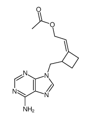 acetic acid (Z)-2-[2-(6-amino-purin-9-ylmethyl)-cyclobutylidene]-ethyl ester Structure