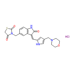 2,4-Thiazolidinedione, 3-[[(3Z)-2,3-dihydro-3-[[4-(4-Morpholinylmethyl)-1H-pyrrol-2-yl]Methylene]-2-oxo-1H-indol-5-yl]Methyl]-, hydrochloride Structure