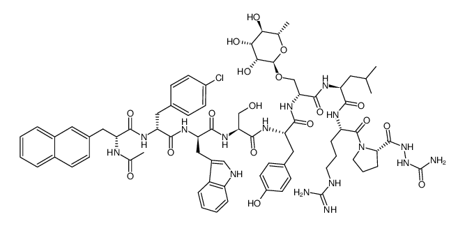 LHRH, Ac-2-Nal(1)-4-Cl-Phe(2)-Trp(3)-Ser(Rha)(6)-AzGlyNH2(10)-结构式