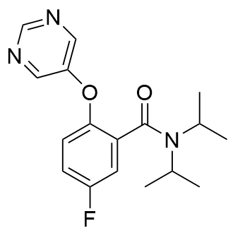 5-Fluoro-N,N-diisopropyl-2-(pyrimidin-5-yloxy)benzamide structure