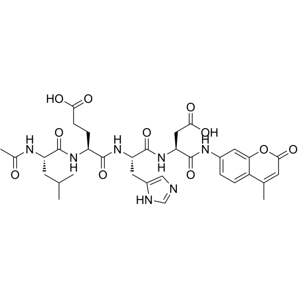 Ac-Leu-Glu-His-Asp-AMC trifluoroacetate salt Structure