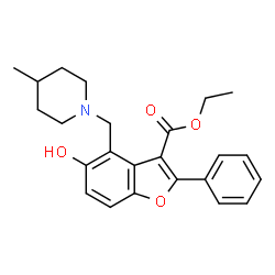 ethyl 5-hydroxy-4-((4-methylpiperidin-1-yl)methyl)-2-phenylbenzofuran-3-carboxylate structure