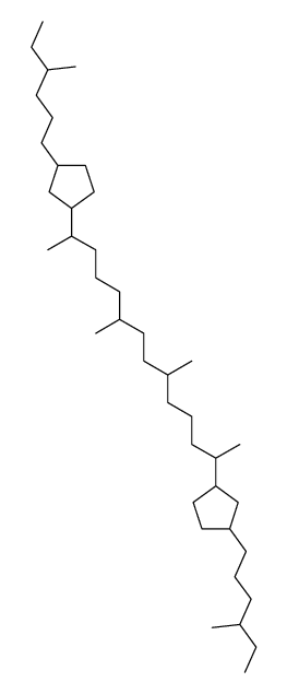 1,1'-(1,5,8,12-tetramethyl-1,12-dodecandiyl)-bis(3-(4-methyl-hexyl))-cyclopentane Structure