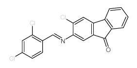 3-chloro-2-[(2,4-dichlorophenyl)methylideneamino]fluoren-9-one structure