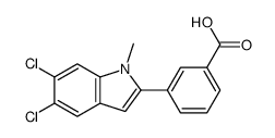 3-(5,6-二氯-1-甲基-1H-吲哚-2-基)苯甲酸结构式