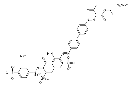 trisodium,(6Z)-4-amino-3-[[4-[4-[(1-ethoxy-1,3-dioxobutan-2-yl)diazenyl]phenyl]phenyl]diazenyl]-5-oxo-6-[(4-sulfonatophenyl)hydrazinylidene]naphthalene-2,7-disulfonate Structure