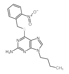 9-butyl-6-[(2-nitrophenyl)methylsulfanyl]purin-2-amine结构式