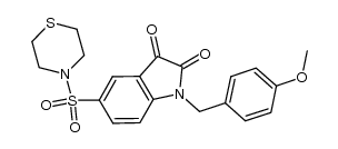 1-(4-methoxybenzyl)-5-(thiomorpholine-4-sulfonyl)indoline-2,3-dione结构式