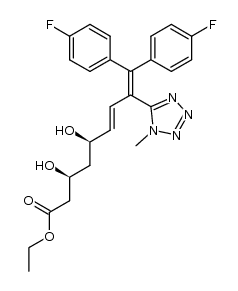 ethyl (+/-)-erythro-9,9-bis(4-fluorophenyl)-3,5-dihydroxy-8-(1-methyl-1H-tetrazol-5-yl)-6,8-nonadienoate结构式