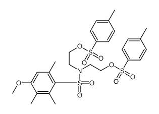 N,N-bis(2-((4-tolylsulfonyl)oxy)ethyl)-4-methoxy-2,3,6-trimethylbenzenesulfonamide结构式