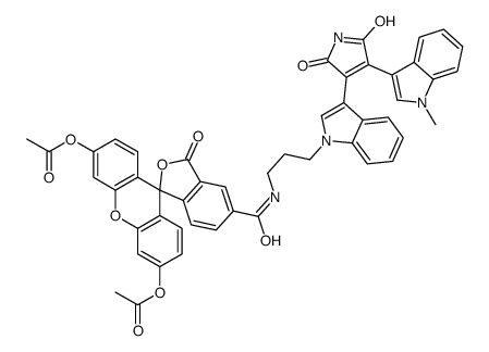 [6'-acetyloxy-5-[3-[3-[4-(1-methylindol-3-yl)-2,5-dioxopyrrol-3-yl]indol-1-yl]propylcarbamoyl]-3-oxospiro[2-benzofuran-1,9'-xanthene]-3'-yl] acetate结构式