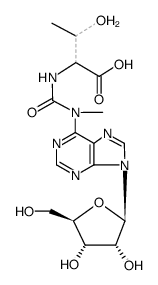 N-(N'-methyl-N-(9 beta-D-ribofuranosylpurin-6-yl)carbamyl)threonine Structure