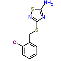 3-[(2-Chlorobenzyl)sulfanyl]-1,2,4-thiadiazol-5-amine structure