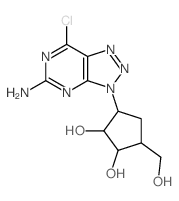 1,2-Cyclopentanediol,3-(5-amino-7-chloro-3H-1,2,3-triazolo[4,5-d]pyrimidin-3-yl)-5-(hydroxymethyl)-,(1R,2S,3R,5R)-rel- Structure