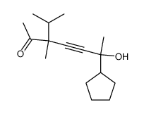 6-Cyclopentyl-6-hydroxy-3-methyl-3-isopropyl-4-heptyn-2-one structure