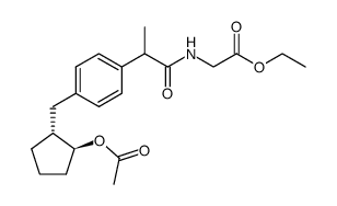 {2-[4-((1R,2S)-2-Acetoxy-cyclopentylmethyl)-phenyl]-propionylamino}-acetic acid ethyl ester结构式