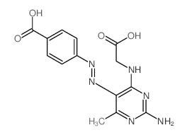 4-[2-amino-4-(carboxymethylamino)-6-methyl-pyrimidin-5-yl]diazenylbenzoic acid structure