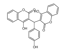 3,3'-[(4-hydroxyphenyl)methyl]bis(4-hydroxy-2H-chromen-2-one) Structure