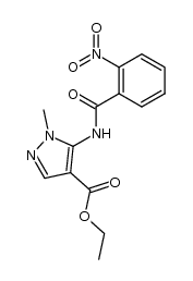 1-methyl-5-(2-nitro-benzoylamino)-1H-pyrazole-4-carboxylic acid ethyl ester结构式