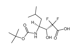 4(S)-<(tert-butyloxycarbonyl)amino>-2,2-difluoro-3(R)-hydroxy-5-isopropylpentanoic aicd Structure