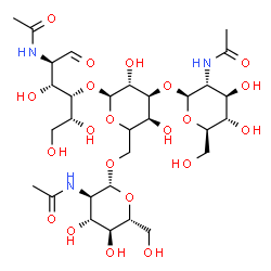 N-acetylglucosaminyl(beta1-3)-N-acetylglucosaminyl(1-6)-galactopyranosyl(1-4)-N-acetylglucosamine结构式