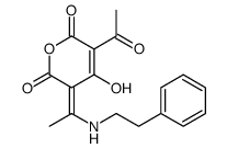 3-acetyl-4-hydroxy-5-[1-(2-phenylethylamino)ethylidene]pyran-2,6-dione Structure