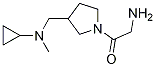 2-AMino-1-{3-[(cyclopropyl-Methyl-aMino)-Methyl]-pyrrolidin-1-yl}-ethanone结构式