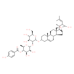 3-((2-O-(6-deoxy-4-O-(4-hydroxybenzoyl)mannopyranosyl)glucopyranosyl)oxy)-16,23-epoxy-23-hydroxy-22-(2-methyl-1-propenyl)-24-norchol-5-en-18-al结构式