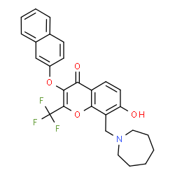 8-(1-Azepanylmethyl)-7-hydroxy-3-(2-naphthyloxy)-2-(trifluoromethyl)-4H-chromen-4-one Structure