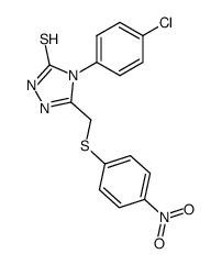 4-(4-chloro-phenyl)-5-(4-nitro-phenylsulfanylmethyl)-2,4-dihydro-[1,2,4]triazole-3-thione结构式