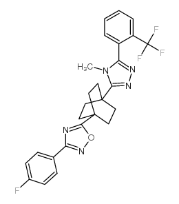 3-(4-FLUOROPHENYL)-5-(4-(4-METHYL-5-(2-(TRIFLUOROMETHYL)PHENYL)-4H-1,2,4-TRIAZOL-3-YL)BICYCLO[2.2.2]OCTAN-1-YL)-1,2,4-OXADIAZOLE Structure