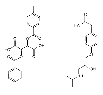 (2R)-1-isopropylamino-3-[4-(2-acetamido)phenoxy]-2-propanol-(2R,3R)-O,O-di-p-toluoyltartrate结构式