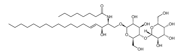 N-[(1S,2S,3E)-1-[[(4-O-BETA-D-吡喃半乳糖基-BETA-D-吡喃葡萄糖基)氧基]甲基]-2-羟基-3-十七碳烯-1-基]辛酰胺结构式