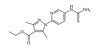 1H-Pyrazole-4-carboxylic acid, 1-[5-[(aminothioxomethyl)amino]-2-pyridinyl]-3,5-dimethyl-, ethyl ester Structure