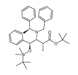 tert-butyl (2R,3R,4S,αS)-2-methyl-3-[N-benzyl-N-(α-methylbenzyl)amino]-4-(tert-butyldimethylsilyloxy)-4-phenylbutanoate Structure
