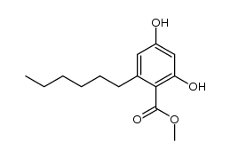 2,4-dihydroxy-6-n-hexylbenzoic acid, methyl ester structure