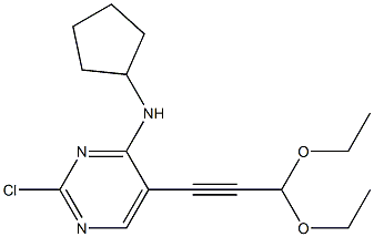 [2-氯-5-(3,3-二乙氧基--1-丙炔基)-4-嘧啶基环戊胺]结构式