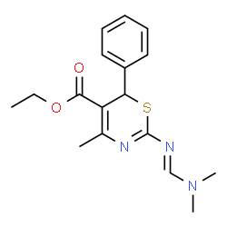 ETHYL 2-([(E)-(DIMETHYLAMINO)METHYLIDENE]AMINO)-4-METHYL-6-PHENYL-6H-1,3-THIAZINE-5-CARBOXYLATE Structure