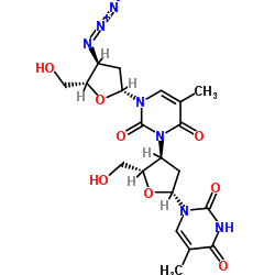 3'-[3-(3-叠氮基-2,3-二脱氧-β-D-赤型-呋喃呋喃糖基)-3,6-二氢-5-甲基-2,6-二氧代-1(2H)-嘧啶基]-3'-脱氧胸苷图片